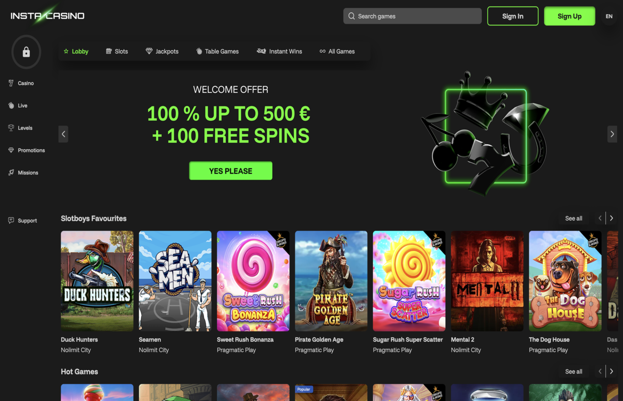Slotboys Casino website screen